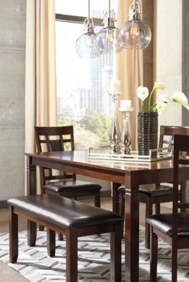 Bennox Dining Table and Chairs with Bench (Set of 6) - Image 4