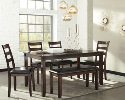 Coviar Dining Table and Chairs with Bench (Set of 6) - Image 4