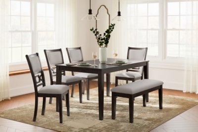 Langwest Dining Table and 4 Chairs and Bench (Set of 6) - Image 3