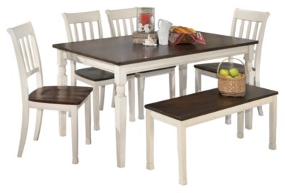 Whitesburg Dining Table, 4 Chairs, Bench and Server - Image 3