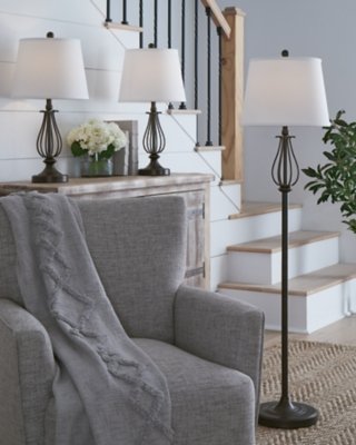 Brycestone Floor Lamp with 2 Table Lamps - Image 3