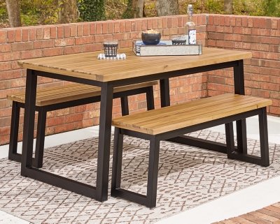 Town Wood Outdoor Dining Table Set (Set of 3) - Image 3