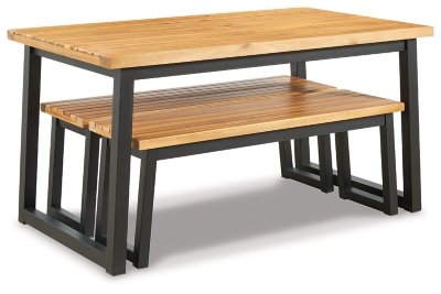 Town Wood Outdoor Dining Table Set (Set of 3) - Image 4