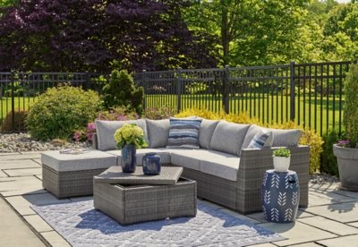 Petal Road Outdoor Loveseat Sectional/Ottoman/Table Set (Set of 4) - Image 7