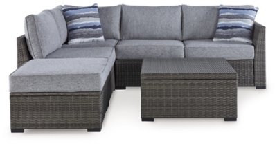 Petal Road Outdoor Loveseat Sectional/Ottoman/Table Set (Set of 4) - Image 4