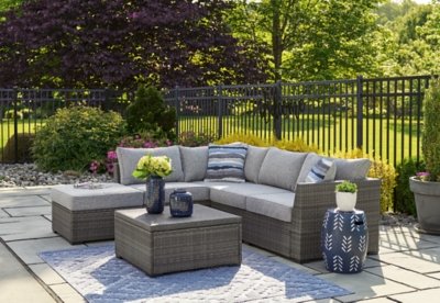 Petal Road Outdoor Loveseat Sectional/Ottoman/Table Set (Set of 4) - Image 3