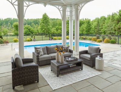 Oasis Court Outdoor Sofa/Chairs/Table Set (Set of 4) - Image 6
