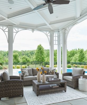 Oasis Court Outdoor Sofa/Chairs/Table Set (Set of 4) - Image 7