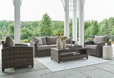Oasis Court Outdoor Sofa/Chairs/Table Set (Set of 4) - Image 3