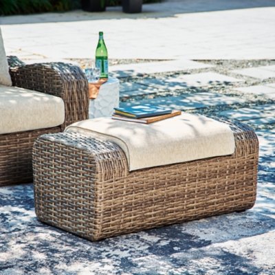 Sandy Bloom Outdoor Ottoman with Cushion - Image 3