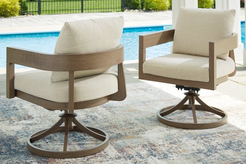 Serene Bay Outdoor Swivel Dining Chair with Cushion (Set of 2) - Image 3