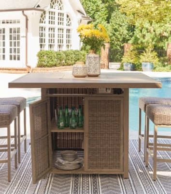 Walton Bridge Outdoor Bar Table with Fire Pit - Image 9
