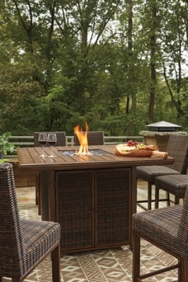 Paradise Trail Outdoor Counter Height Dining Table with 6 Barstools - Image 8