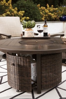 Paradise Trail Outdoor Loveseat, Fire Pit Table and 2 Lounge Chairs - Image 17