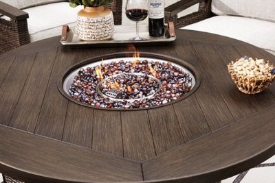 Paradise Trail Outdoor Loveseat, Fire Pit Table and 2 Lounge Chairs - Image 18