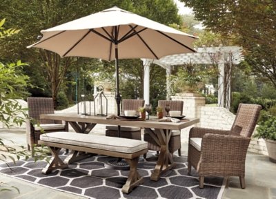 Beachcroft Outdoor Dining Table with 4 Chairs and Bench - Image 7