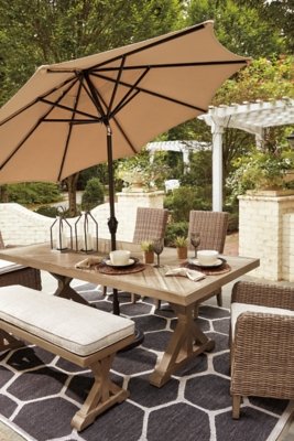 Beachcroft Outdoor Dining Table with 2 Chairs and 2 Benches - Image 3