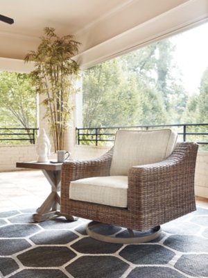 Beachcroft 4-Piece Outdoor Sectional, 2 Arm Chairs, Lounge Chair and Bench - Image 21
