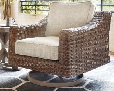 Beachcroft Outdoor Swivel Lounge with Cushion - Image 3