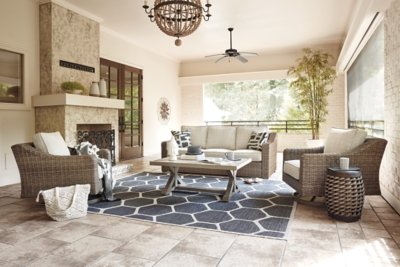 Beachcroft Outdoor Sofa with Coffee Table and 2 End Tables - Image 3
