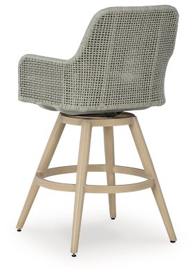 Seton Creek Outdoor Bar Height Barstool with Cushion (Set of 2) - Image 6