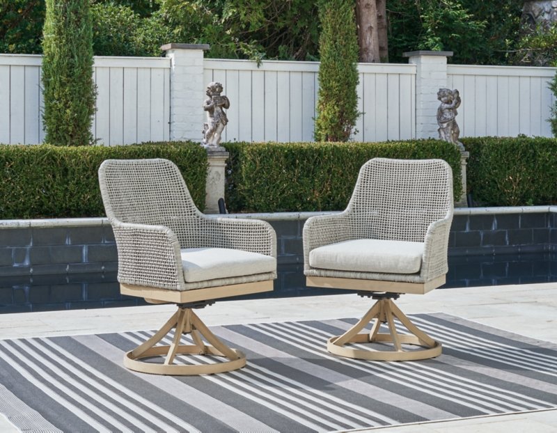 Seton Creek Outdoor Swivel Dining Chair (Set of 2) - Image 3