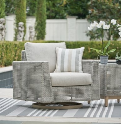 Seton Creek Outdoor Swivel Lounge with Cushion - Image 3