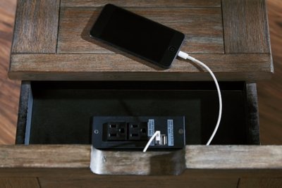 Tyler Creek Chairside End Table with USB Ports & Outlets - Image 13