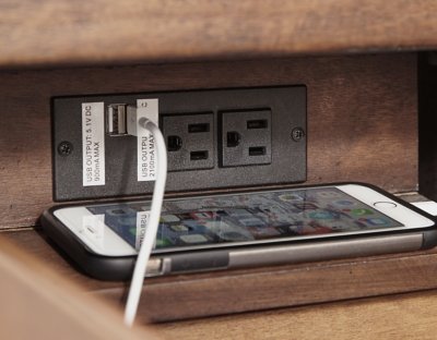 Stanah Chairside End Table with USB Ports & Outlets - Image 4