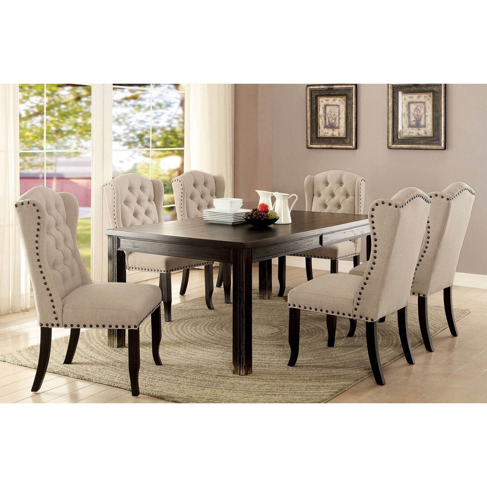 Sania 6 Pc Dining Table Set w/ Bench - Image 2