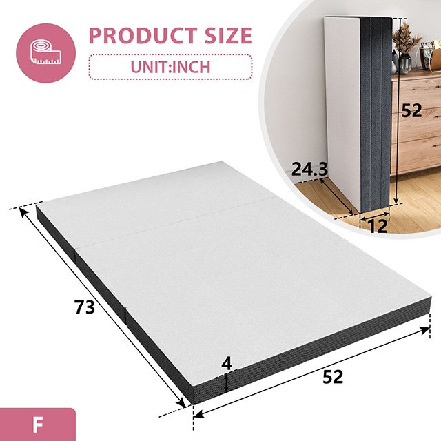 Hollyhock 4" Full Tri-Fold Memory Foam Topper - Image 9