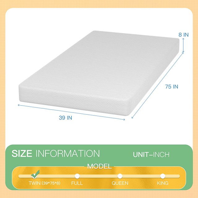 Forsythia 8" Twin Green Tea Gel Memory Foam - Image 3