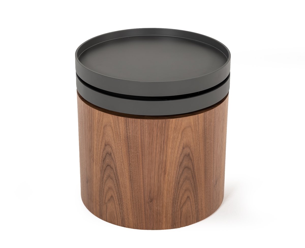 Modrest Bascom Modern Walnut End Table W/ Swivel Top - Image 2