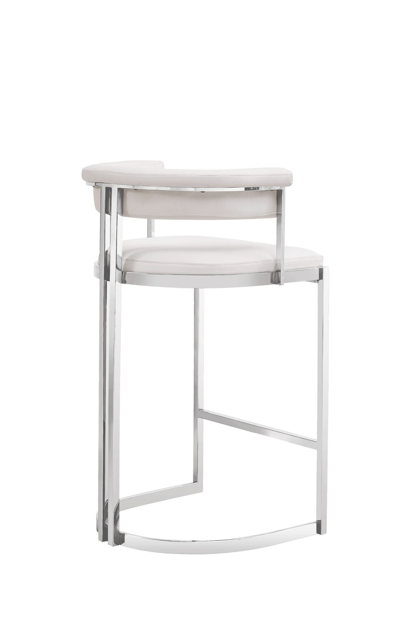 Modrest Munith - Modern White Vegan Leather + Stainless Steel Counter Chair - Image 4