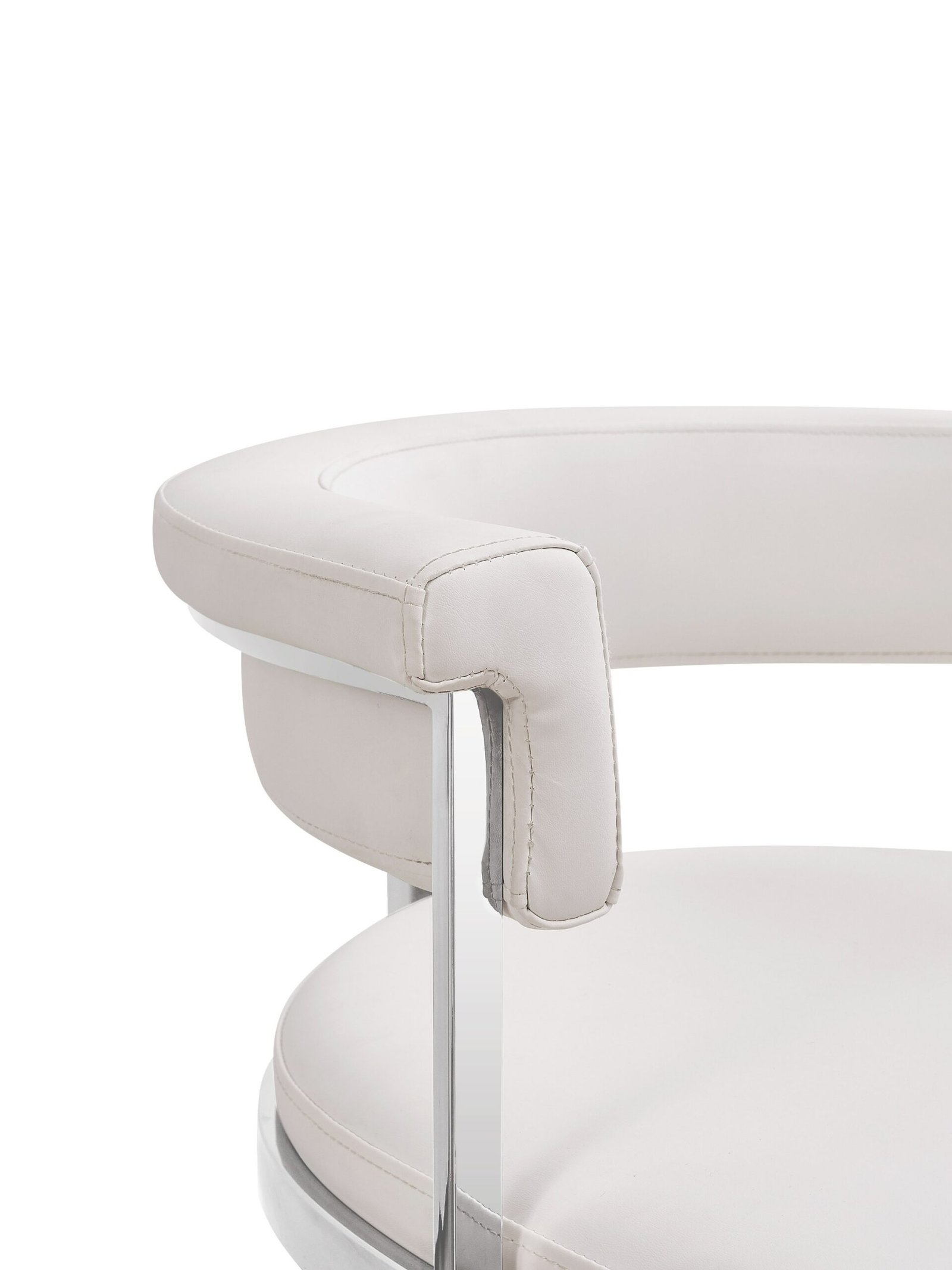 Modrest Munith - Modern White Vegan Leather + Stainless Steel Counter Chair - Image 5