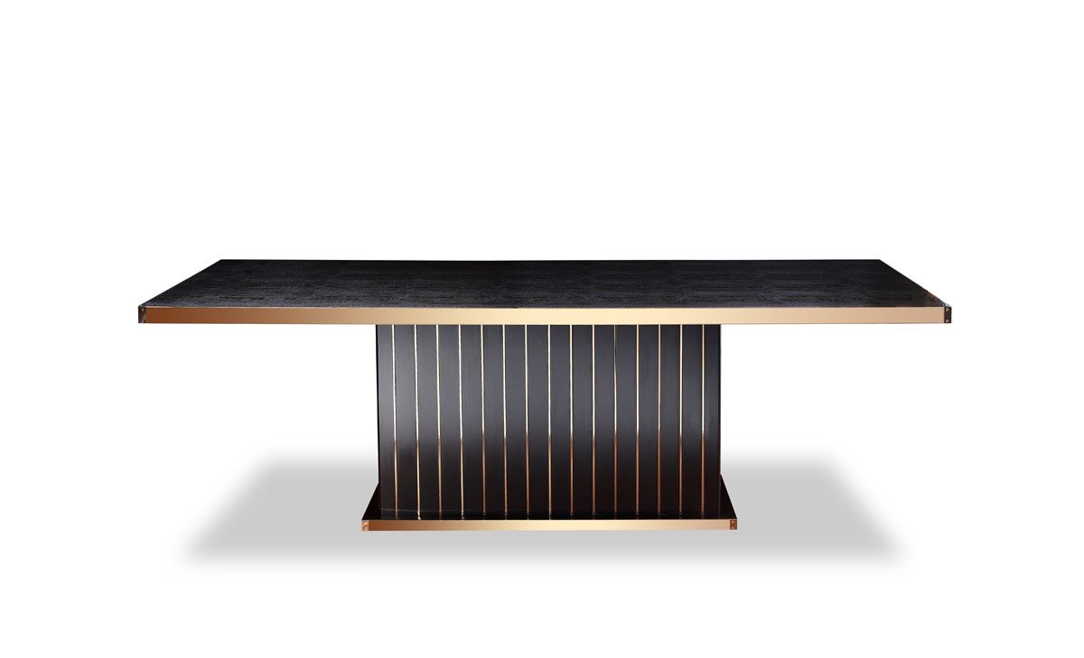 A&X Talin Modern Black Crocodile & Rosegold Dining Table - Image 2