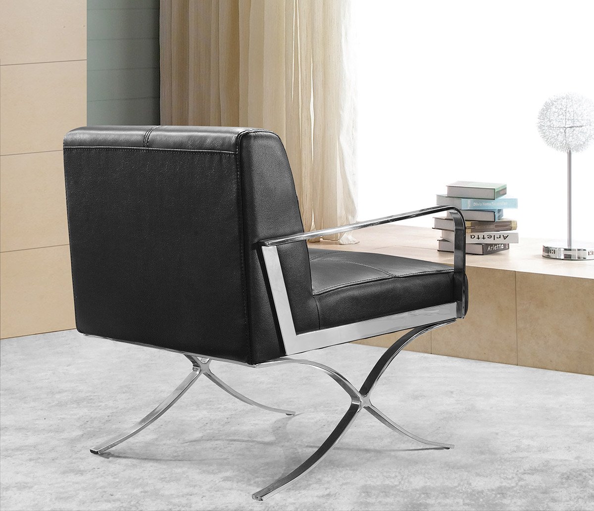 Divani Casa Delano Modern Black Leather Lounge Chair - Image 2