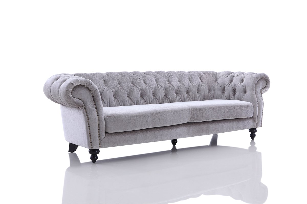 Divani Casa Alexandrina Grey Tufted Velvet Sofa - Image 2