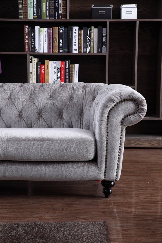 Divani Casa Alexandrina Grey Tufted Velvet Sofa - Image 3
