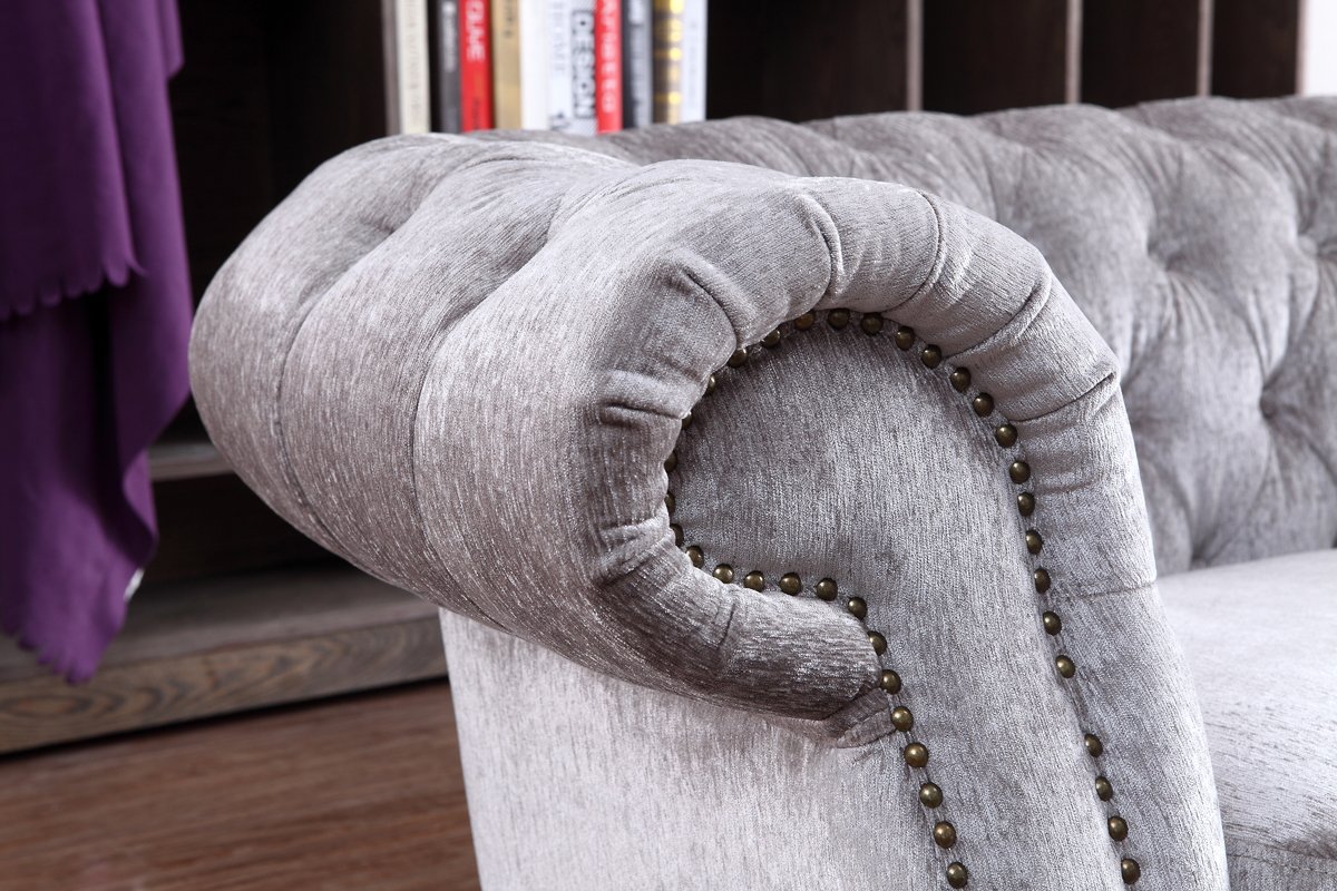 Divani Casa Alexandrina Grey Tufted Velvet Sofa - Image 4