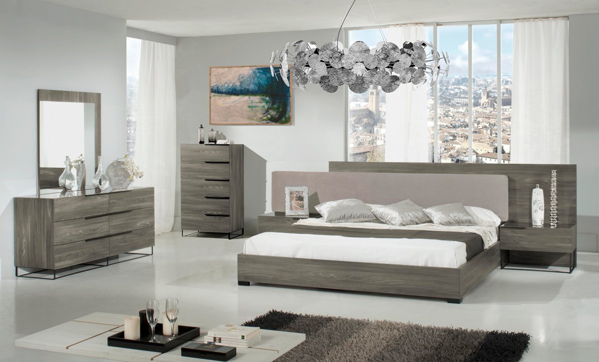 Nova Domus Enzo Italian Modern Grey Oak & Fabric 4-Piece Bedroom Set - Image 2
