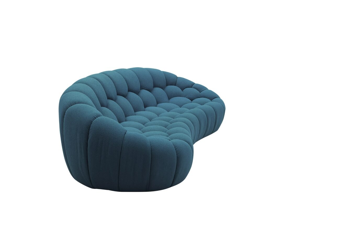 Divani Casa Yolonda - Modern Curved Dark Teal Fabric Sofa - Image 2