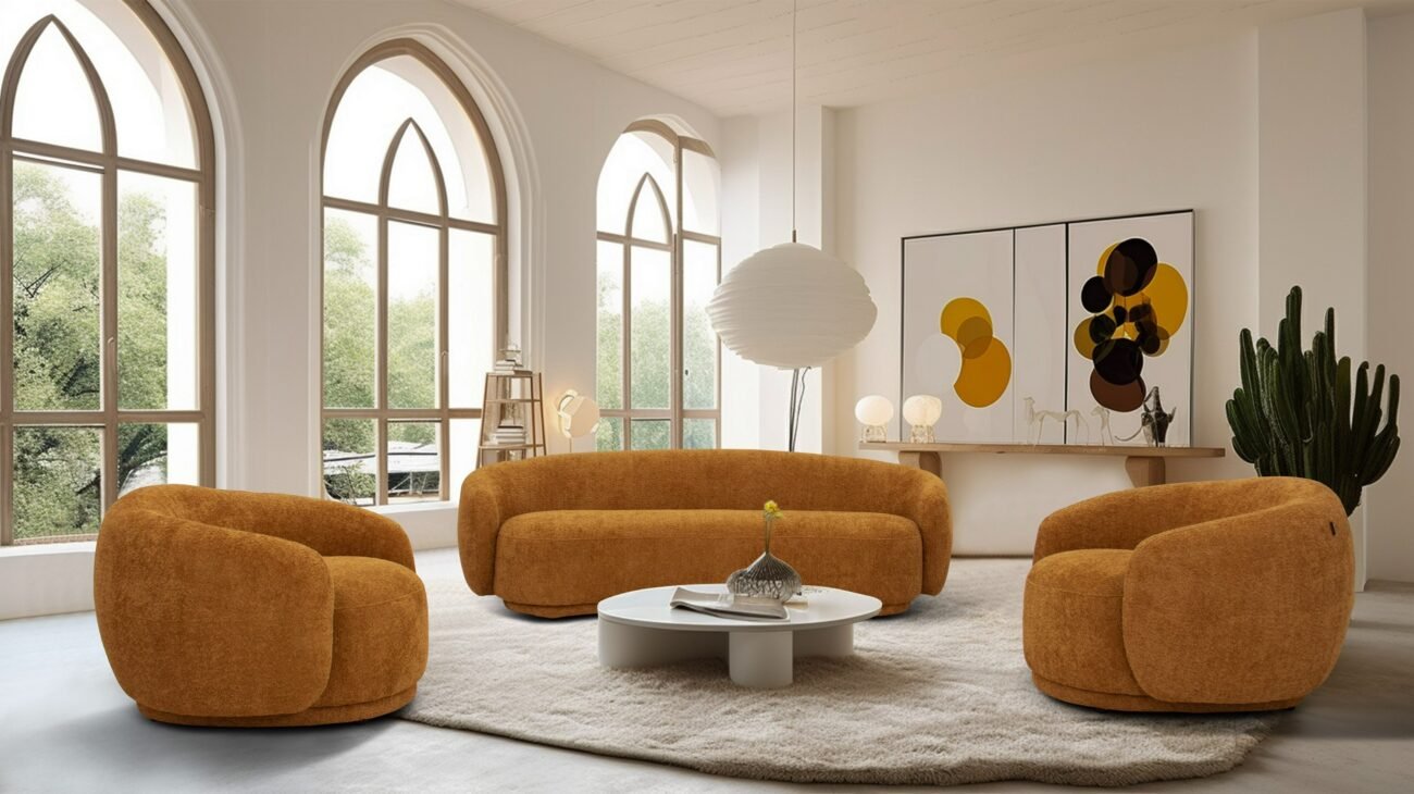 Divani Casa Andrew - Modern Orange Fabric Sofa - Image 2