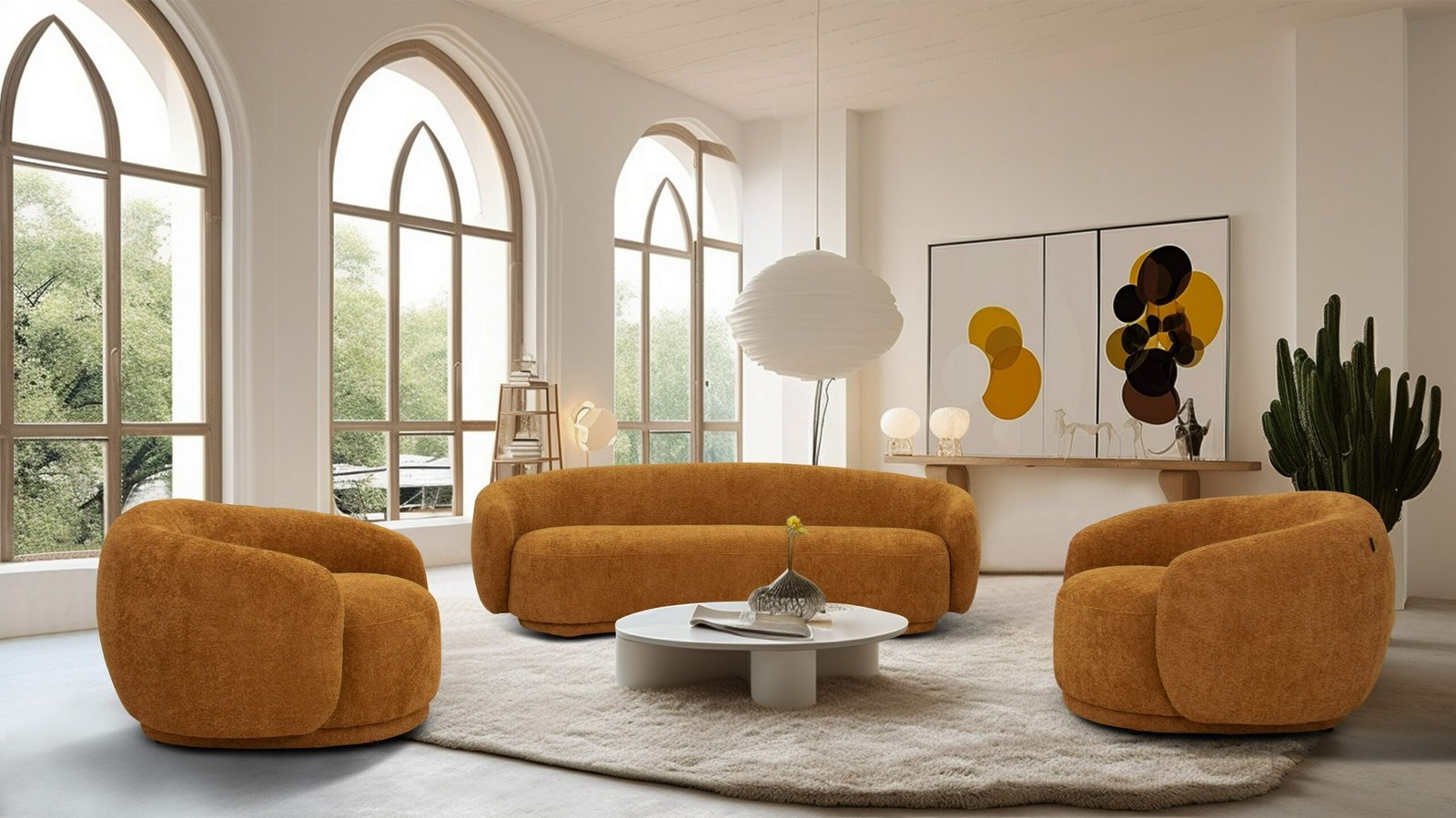 Divani Casa Andrew - Modern Orange Fabric Sofa - Image 2