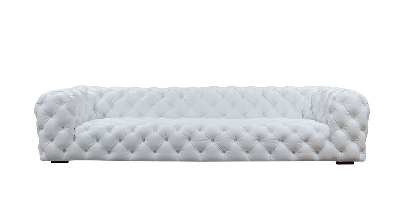 Divani Casa Dexter Transitional White Full Italian Leather Sofa - Image 4