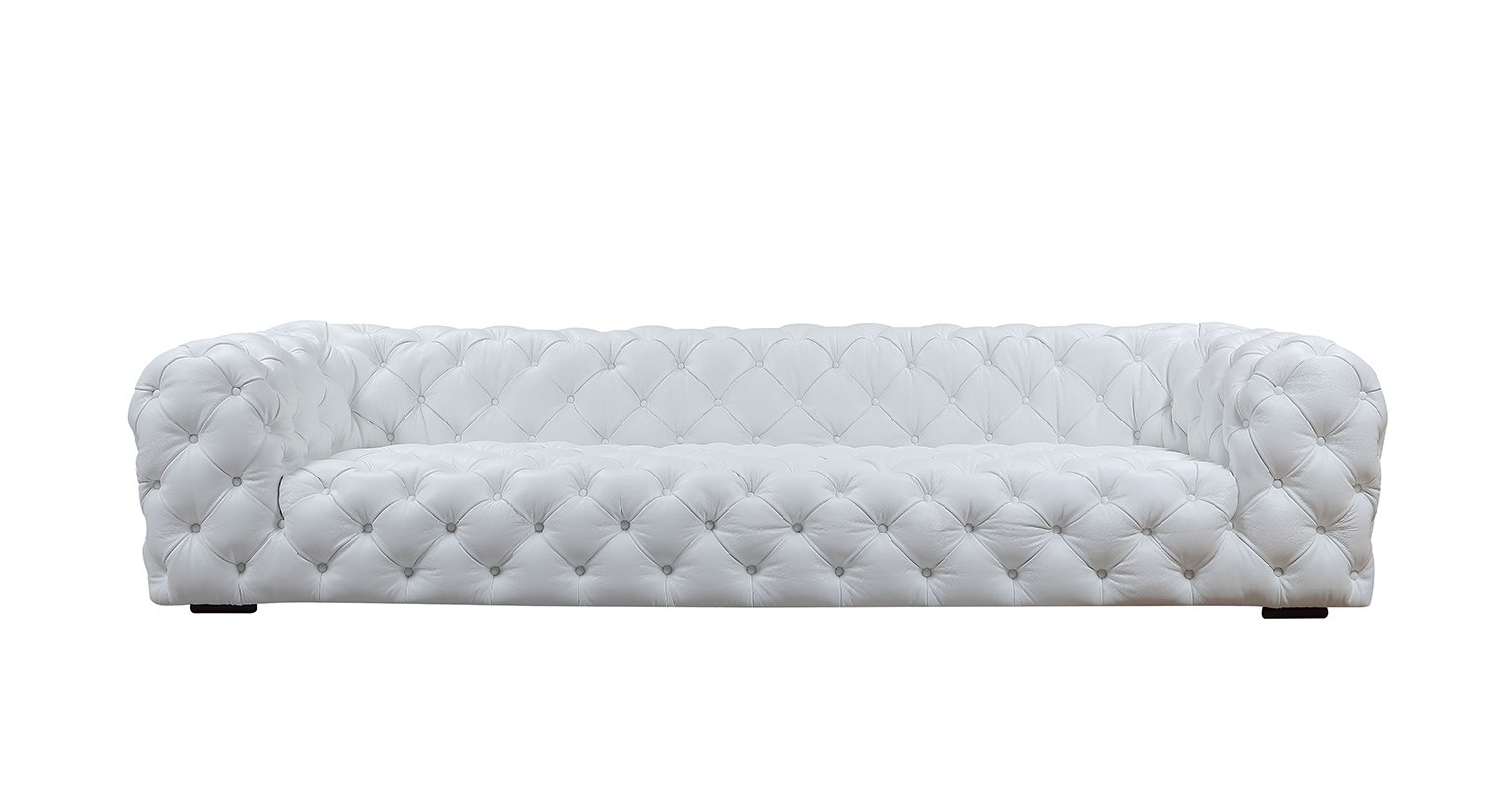 Divani Casa Dexter Transitional White Full Italian Leather Sofa - Image 4