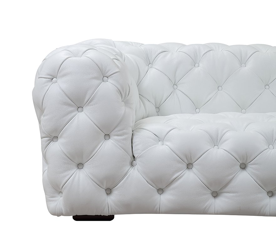 Divani Casa Dexter Transitional White Full Italian Leather Sofa - Image 5