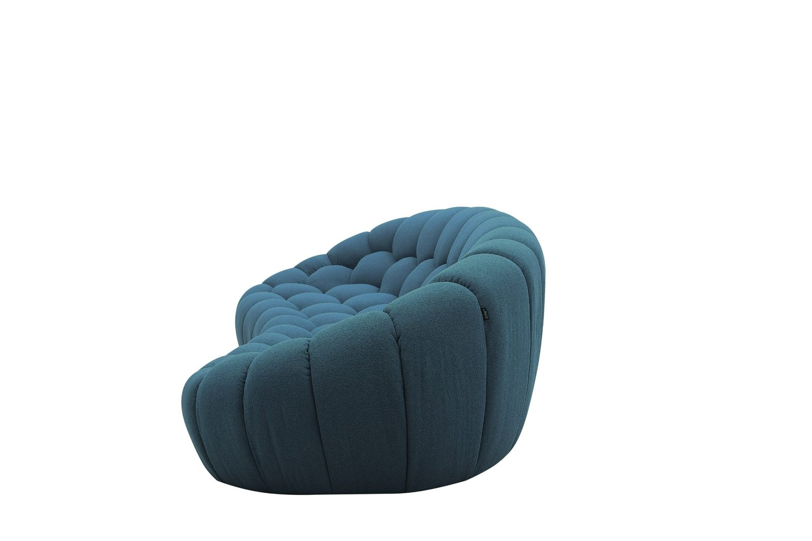 Divani Casa Yolonda - Modern Curved Dark Teal Fabric Sofa - Image 3