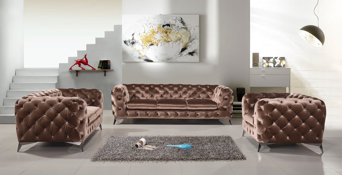 Divani Casa Delilah Modern Brown Fabric Chair - Image 2