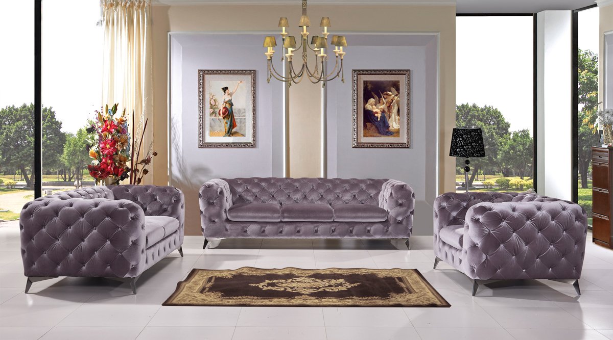 Divani Casa Delilah Modern Grey Fabric Sofa